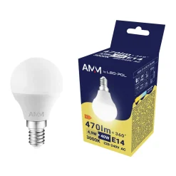 Discount LED-POL Żarówka LED E14 4,9W barwa ciepła AMM-E14-G45-4,9W-WW