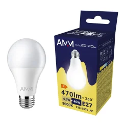 Best LED-POL Żarówka LED E27 4,9W barwa ciepła AMM-E27-A60-4,9W-WW