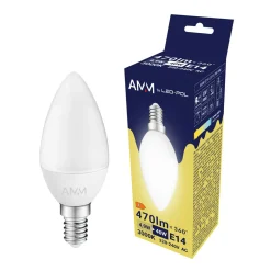 LED-POL Żarówki Klasyczne^Żarówka LED E14 4,9W barwa ciepła AMM-E14-C37-4,9W-WW