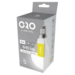LED-POL Żarówki Klasyczne^Żarówka LED E14 7W barwa ciepła ORO-PREMIUM-E14-G45-7W-XP