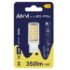 LED-POL Żarówki Klasyczne^Żarówka LED G9 3W barwa ciepła AMM-G9-3W-WW