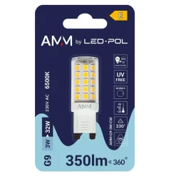 LED-POL Żarówki Klasyczne^Żarówka LED G9 3W barwa zimna AMM-G9-3W-CW