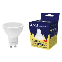 LED-POL Żarówka LED GU10 4,9W barwa ciepła AMM-GU10-4,9W-WW