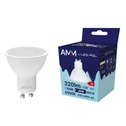 LED-POL Żarówki Klasyczne^Żarówka LED GU10 4,9W barwa zimna AMM-GU10-4,9W-CW
