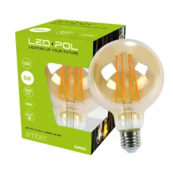 LED-POL Żarówki Ozdobne^Żarówka ozdobna LED E27 6W barwa ciepła ORO-E27-G125-FL-AMBER-6W