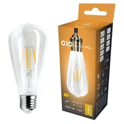 LED-POL Żarówki Klasyczne^Żarówka ozdobna retro LED E27 8W barwa ciepła ORO-E27-ST64-FL-CLARO-8W-WW