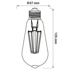 LED-POL Żarówki Klasyczne^Żarówka ozdobna retro LED E27 8W barwa ciepła ORO-E27-ST64-FL-CLARO-8W-WW
