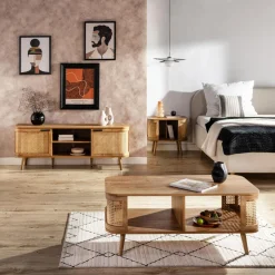 inny Stoliki Kawowe^Ława z półkami boho FABLA