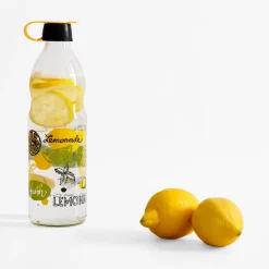 inny Pojemniki Na Żywność^Butelka z korkiem z napisem LEMONADE 1 l