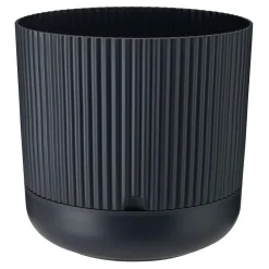 New Doniczka plastikowa z podstawką antracyt NOSTALGIA 18 cm