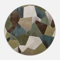 Online inny Dywan okrągły w geometryczny wzór zielony SORRENTO 160 cm