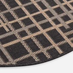 Outlet inny Dywan okrągły w kratę czarny JUTA 100 cm