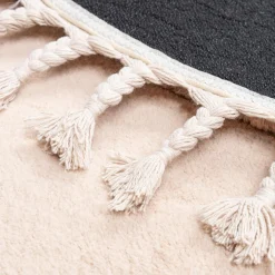 Outlet Dywan okrągły z frędzlami beżowy PULLY 160 cm