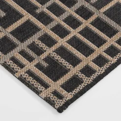 Clearance inny Dywan w kratę czarny JUTA 60x100 cm