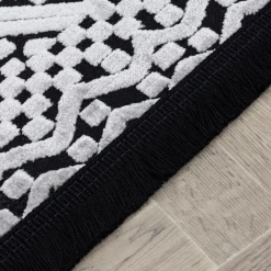 Chodniki|Dywany Z Krótkim Włosiem^Dywan z połyskującym wzorem 3D czarne frędzle ETNA 80x150 cm