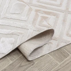 New Dywan z połyskującym wzorem 3D beżowe romby ETNA 80x150 cm