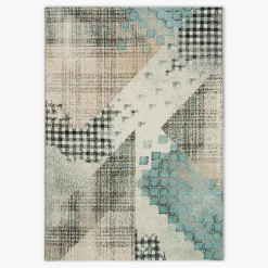 inny Dywanik szaro-turkusowy PATCHWORK MALTA 60x100 cm