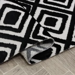 Discount Dywanik z połyskującym wzorem 3D czarne romby ETNA 60x100 cm