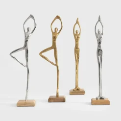 Best inny Figurka dekoracyjna srebrna JOGA MIX 35 cm