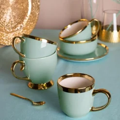 Sale Filiżanka porcelanowa na nóżce Jumbo AURORA GOLD 400 ml