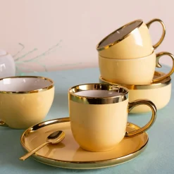 Hot Filiżanka porcelanowa waniliowa Jumbo AURORA GOLD 400 ml