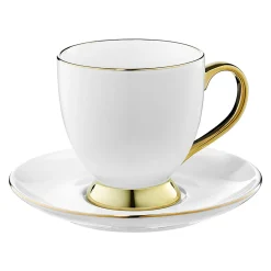 Filiżanki I Spodki^Filiżanka porcelanowa ze spodkiem biała ROYAL 220 ml