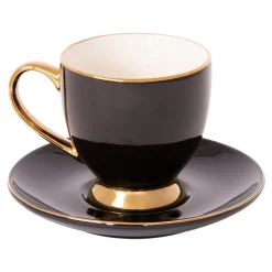 Filiżanki I Spodki^Filiżanka porcelanowa ze spodkiem czarna ROYAL 220 ml