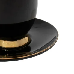 Filiżanki I Spodki^Filiżanka porcelanowa ze spodkiem czarna ROYAL 220 ml