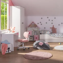 New Fotel biurowy różowo-biały MELLODY