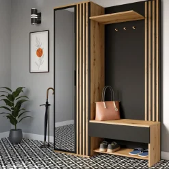 Discount Garderoba z lustrem czarna MILO