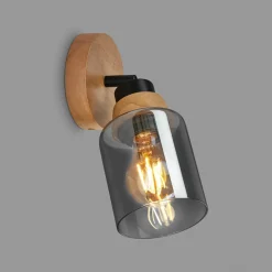 Outlet inny Kinkiet czarny jasne drewno HEMA