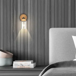 Outlet inny Kinkiet czarny jasne drewno HEMA