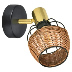 Zumaline Kinkiety^Kinkiet rattan czarno-złoty COPA