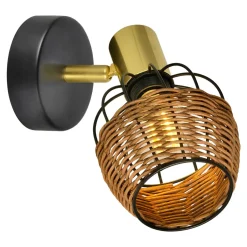 Zumaline Kinkiety^Kinkiet rattan czarno-złoty COPA