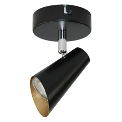 LED-POL Kinkiety^Kinkiet reflektor czarno-złoty ORO AQUILA
