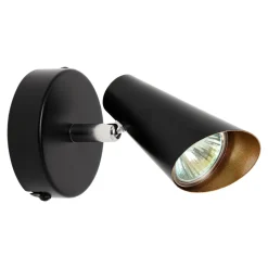 LED-POL Kinkiety^Kinkiet reflektor czarno-złoty ORO AQUILA