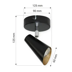 LED-POL Kinkiety^Kinkiet reflektor czarno-złoty ORO AQUILA
