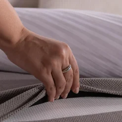Dzieci inny Łóżka|Łóżka Tapicerowane^Łóżko kontynentalne z materacem szare SILLA 90x200 cm