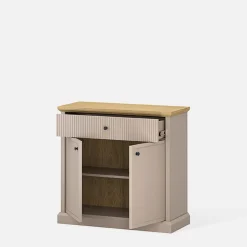 Outlet Esteti Komoda do sypialni 2-drzwiowa IDELLO taupe dąb kamienny