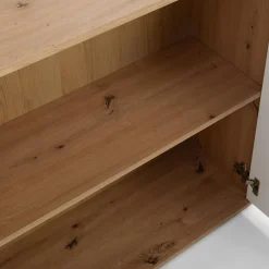 FORTE Komody^Komoda 3-drzwiowa z 4 szufladami IKOLI biała dąb artisan