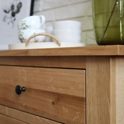 inny Komody^Komoda lite drewno z 3 szufladami dąb naturalny STELLA
