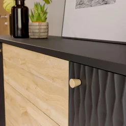 FORTE Komoda ryflowana z szufladami FIXSMILE 158 cm