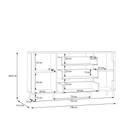 FORTE Komoda ryflowana z szufladami FIXSMILE 158 cm