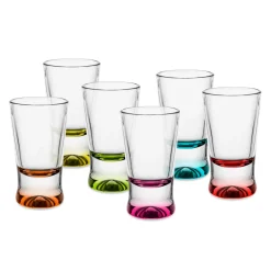 Kieliszki^Komplet 6 kieliszków do wódki kolorowe dno 25 ml