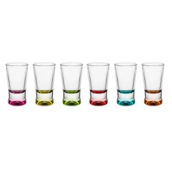 Kieliszki^Komplet 6 kieliszków do wódki kolorowe dno 25 ml