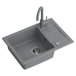 Outlet Komplet zlewozmywak QUADRON szary SMART 1K/Z/K/O 62X44 z szarą baterią