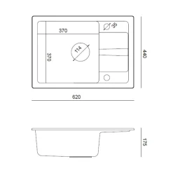 Outlet Komplet zlewozmywak QUADRON szary SMART 1K/Z/K/O 62X44 z szarą baterią