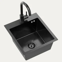 inny Komplet zlewozmywak QUADRON czarny AVENIR SMART 40X45 cm z baterią