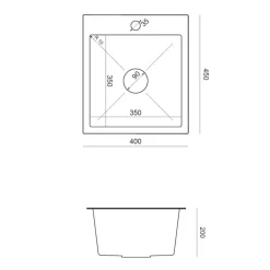 inny Komplet zlewozmywak QUADRON czarny AVENIR SMART 40X45 cm z baterią
