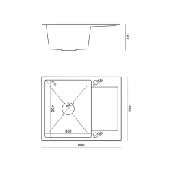 inny Zlewozmywaki^Komplet zlewozmywak QUADRON inox AVENIR SHORT 60x48 cm z baterią